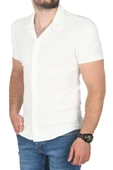 DeepSEA Slim Fit Apaş Yaka Kısa Kol Penye  Gömlek Jakar Kumaş Dar Kesim Spor Gömlek 2501217 thumbnail 4