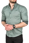 DeepSEA Slim Fit Pamuklu Kot Gömlek Kolay Ütülenebilir Çıt Çıtlı Likralı Spor Gömlek 2502504 - 5