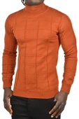 DeepSEA Kare Desenli Balıkçı Yaka Slim Fit Boğazlı Triko Kazak 2505493 - 9