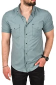 DeepSEA Slim Fit Pamuklu Likralı Kısa Kol Gömlek Kolay Ütülenebilir Çıt Çıtlı Cepli Spor Gömlek 2400253 - 8
