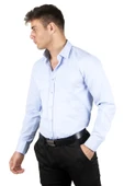 DeepSEA Dik Yaka Slim Fit Kesim Pamuk Saten Erkek Gömlek 2209615 - 10
