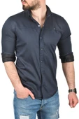DeepSEA Slim Fit Pamuklu Kot Gömlek Kolay Ütülenebilir Çıt Çıtlı Likralı Spor Gömlek 2502504 - 4