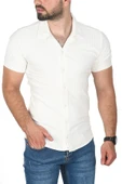 DeepSEA Slim Fit Apaş Yaka Kısa Kol Penye  Gömlek Jakar Kumaş Dar Kesim Spor Gömlek 2501217 thumbnail 1