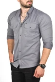 DeepSEA Slim Fit Dar Kesim Pamuklu Spor Gömlek Çıtçıtlı Likralı Gabardin Gömlek 2300421 thumbnail 7