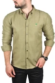 DeepSEA Slim Fit Dar Kesim Keten Gömlek Pamuklu Spor Gömlek 2501305 - 1