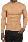 DeepSEA Baklava Desenli Slim Fit Yarım Balıkçı Yaka Triko Boğazlı Kazak 2505511 - 9