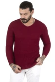 DeepSEA Kare Desenli Dar Kesim V Yaka Triko Kazak 2300341 - 8