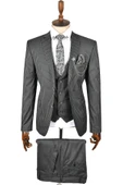 DeepSEA Çift Düğme Çift Yırtmaç Çizgili Slim Fit 3 Lü Takım Elbise 2300162 - 1