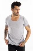 DeepSEA Geniş Yaka Likralı Tişört Oval Yaka Slim Fit Eteği Oval Açık Yaka T-shirt 1801199 thumbnail 9