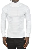 DeepSEA Kare Desenli Balıkçı Yaka Slim Fit Boğazlı Triko Kazak 2505493 - 2