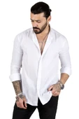 DeepSEA Slim Fit Dar Kesim Keten Gömlek Hakim Yaka Pamuklu Keten Spor Gömlek 2201895 thumbnail 2