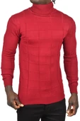 DeepSEA Kare Desenli Balıkçı Yaka Slim Fit Boğazlı Triko Kazak 2505493 - 7