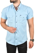 DeepSEA Slim Fit Pamuklu Likralı Kısa Kol Gömlek Kolay Ütülenebilir Çıt Çıtlı Cepli Spor Gömlek 2400253 - 11