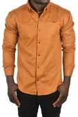 DeepSEA Likralı Çıtçıtlı Kırışmayan Süet Kumaş Slim Fit Cepsiz Mevsimlik Gömlek 2500556 - 4