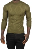 DeepSEA Baklava Desenli Slim Fit Yarım Balıkçı Yaka Triko Boğazlı Kazak 2505511 - 11