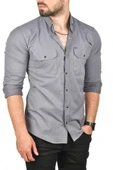 DeepSEA Slim Fit Dar Kesim Pamuklu Spor Gömlek Çıtçıtlı Likralı Gabardin Gömlek 2300421 thumbnail 6
