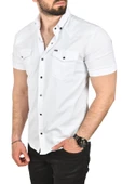 DeepSEA Slim Fit Pamuklu Likralı Kısa Kol Gömlek Kolay Ütülenebilir Çıt Çıtlı Cepli Spor Gömlek 2400253 - 1