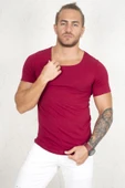 DeepSEA Geniş Yaka Likralı Tişört Oval Yaka Slim Fit Eteği Oval Açık Yaka T-shirt 1801199 thumbnail 7