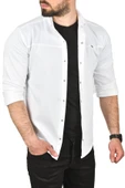 DeepSEA Slim Fit Pamuklu Kot Gömlek Kolay Ütülenebilir Çıt Çıtlı Likralı Spor Gömlek 2502504 - 1