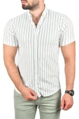 DeepSEA Slim Fit Likralı Spor Gömlek Dar Kesim Çizgili Kısa Kol Gömlek 2501218 - 10