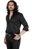 DeepSEA Dik Yaka Slim Fit Kesim Pamuk Saten Erkek Gömlek 2209615 - 5