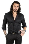 DeepSEA Dik Yaka Slim Fit Kesim Pamuk Saten Erkek Gömlek 2209615 - 1