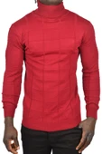 DeepSEA Kare Desenli Balıkçı Yaka Slim Fit Boğazlı Triko Kazak 2505493 - 6
