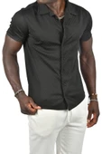 DeepSEA Kabartma Çizgi Desenli Slim Fit Kısa Kollu Penye Gömlek 2403221 - 8