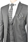DeepSEA Çift Düğme Çift Yırtmaç Çizgili Slim Fit 3 Lü Takım Elbise 2300162 - 8