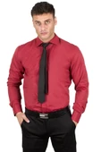 DeepSEA Dik Yaka Slim Fit Kesim Pamuk Saten Erkek Gömlek 2209615 - 6