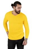 DeepSEA Kare Desenli Dar Kesim V Yaka Triko Kazak 2300341 - 10
