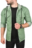 DeepSEA Kapüşonlu Slim Fit Dar Kesim Gömlek Likralı Pamuklu Likralı Kot Gömlek 2300396 - 10