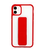 Apple İphone 11 Kılıf Luxury Clear Standlı Kapak Kırmızı thumbnail 1