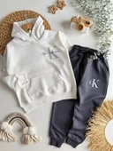 CK Çocuk Eşofman Takımı – Beyaz/Koyu Gri - 1