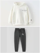 CK Çocuk Eşofman Takımı – Beyaz/Koyu Gri - 2