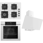 Ferre Fryart Serisi Beyaz Set (SC406-WFA + QEP63CB +D078) - Döküm Izgara / 65 cm Ocak - 1