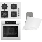 Ferre Flameart Sc Serisi Beyaz Set (SC406-WFA + XE63CB +D064 ) - 65 Cm'lik Kare Döküm Izgara-Wok - 1