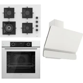 Ferre Flameart Sc Serisi Beyaz Set (SC406-WFA + XE63CB +D081 ) - 65 Cm'lik Kare Döküm Izgara-Wok - 1