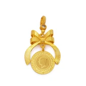 Altın Kaplama Kurdeleli Çeyrek Kolye Ucu TGR-728 thumbnail 1