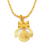 Altın Kaplama Kurdeleli Çeyrek Kolye Ucu TGR-728 thumbnail 3