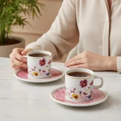 Güral Porselen Mental 4 Parça Çay Fincan Takımı 67092 Pembe - 1