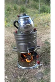 sobapark Tek Musluklu Odunlu Kömürlü Çay Semaveri Odunlu Kömürlü Semaver - 5 Litre - Demlik 1 Litre - 7