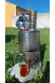 sobapark Tek Musluklu Odunlu Kömürlü Çay Semaveri Odunlu Kömürlü Semaver - 5 Litre - Demlik 1 Litre - 6