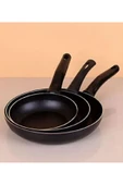 sobapark Teflon Tava Seti 16+20+24 Cm Mat Siyah Renk Teflon Tava Seti Yanmaz Yapışmaz 3'lü Teflon Tava Set - 5