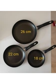 Mehtap 3'lü Tava Seti 18 + 22 + 26 Cm Bordo - 3
