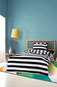 Cozy Home Mono Tek Kişilik Lastikli Çarşaflı Nevresim Takımı Code Siyah - 1