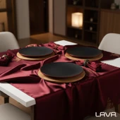 Lava Döküm Yuvarlak Servis Tabağı ve Kayın Servis Ahşabı. Çap(Ø)25cm.-Bordo thumbnail 7