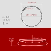 Lava Döküm Yuvarlak Servis Tabağı ve Kayın Servis Ahşabı. Çap(Ø)25cm.-Bordo thumbnail 5