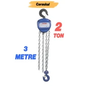 2 Ton 3 Metre Zincirli Caraskal Profesyonel El Vinci Dayanıklı Yük Kaldırma Makinesi Aparat Ceraskal thumbnail 2