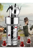 sobapark Odunlu Kömürlü Çay Semaveri Odunlu Kömürlü Semaver Tek Musluklu Semaver 7 Litre Demlik 1 Litre - 2